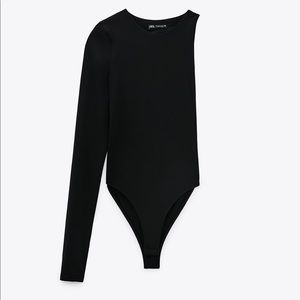Zara Asymmetric Black Bodysuit